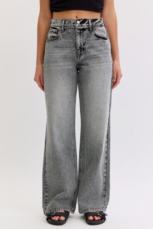 Grey Wash Wide Leg Denim