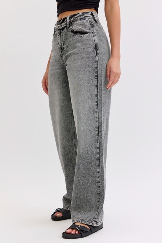 Grey Wash Wide Leg Denim