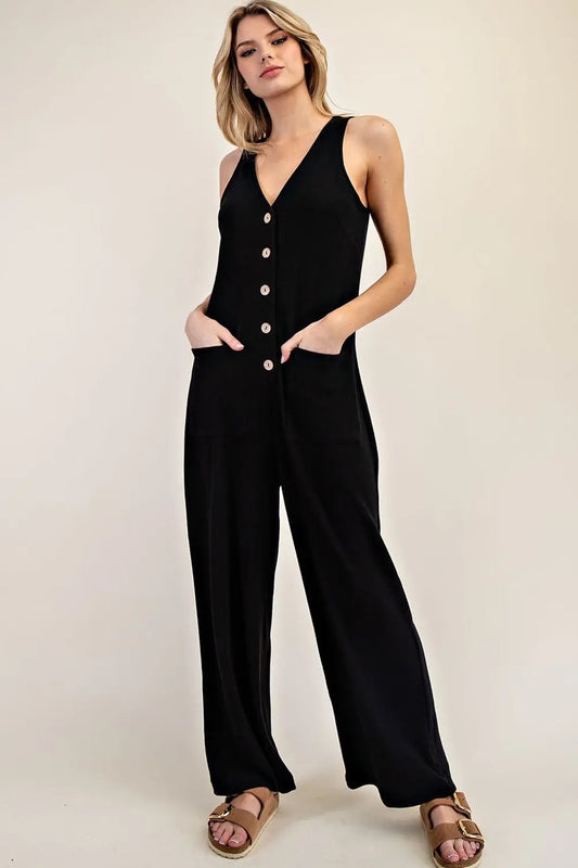Black Button Down Jumpsuit