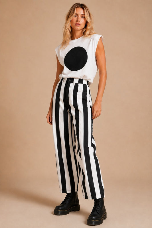 Bold Stripe Barrel Denim