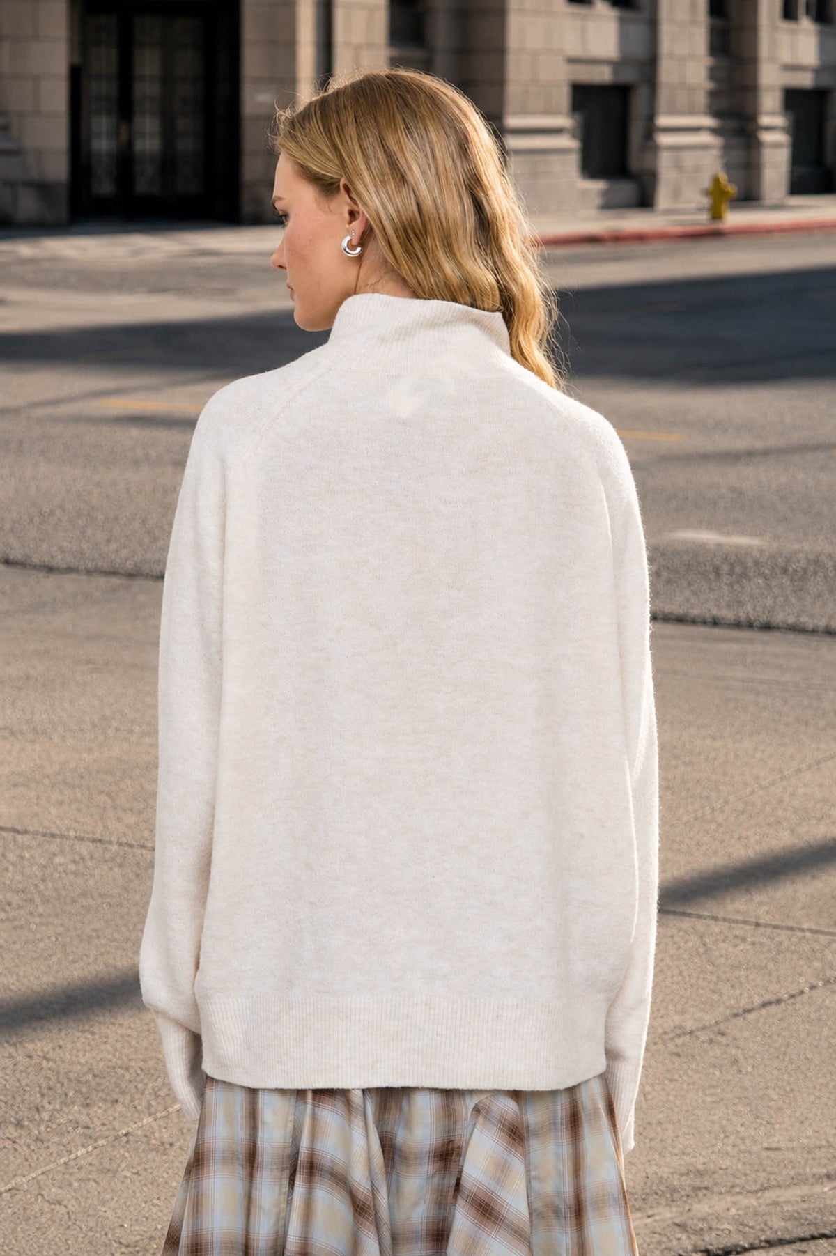 Front Seam Mock Neck Sweater