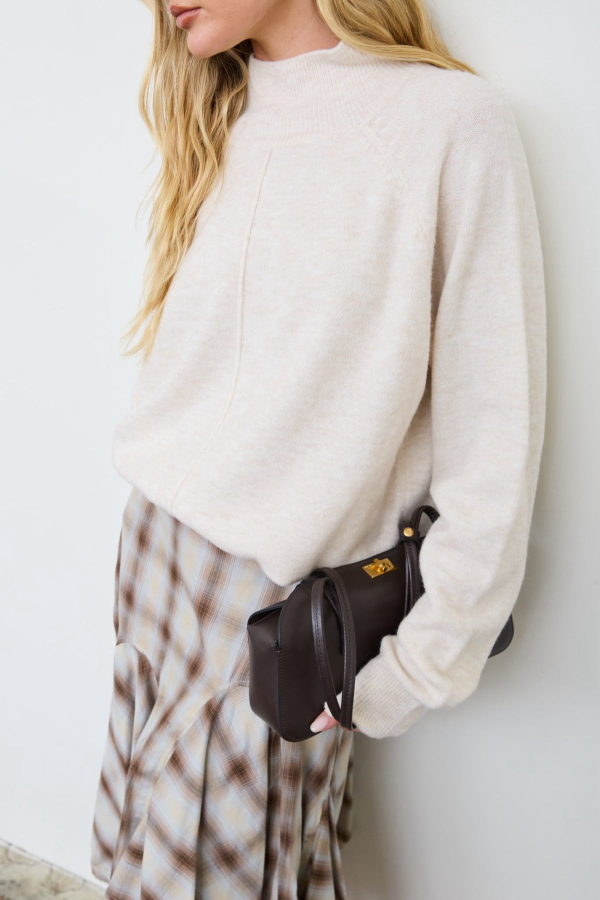 Front Seam Mock Neck Sweater