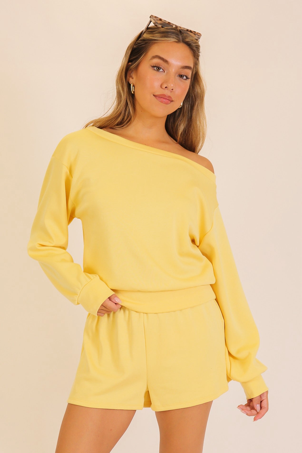 Off Shoulder Shorts Set