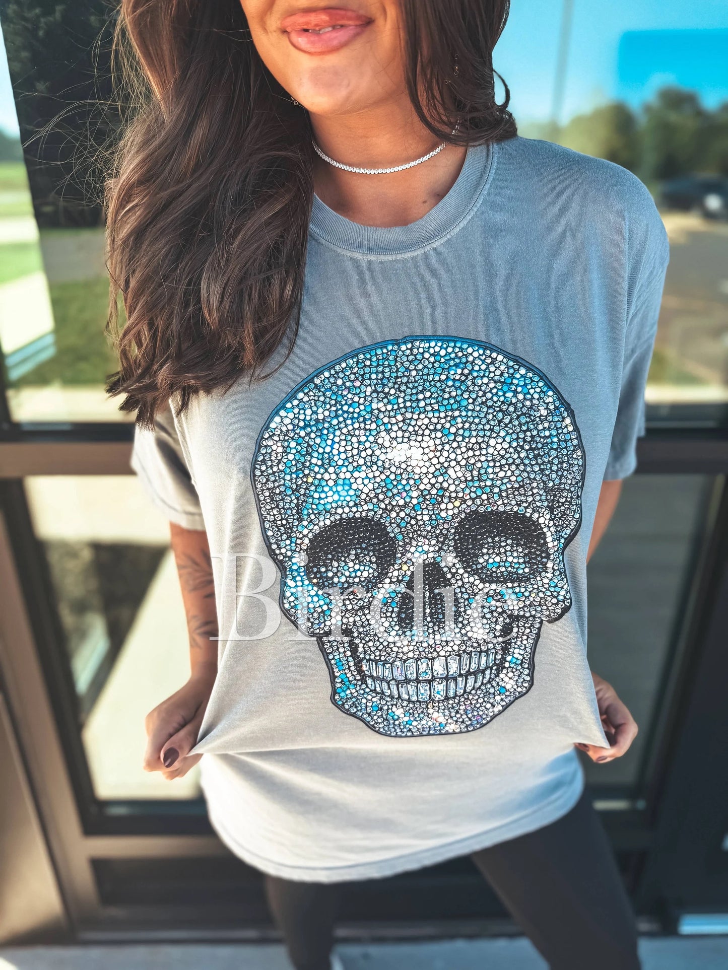 Skull Faux Rhinestone Graphic Tee