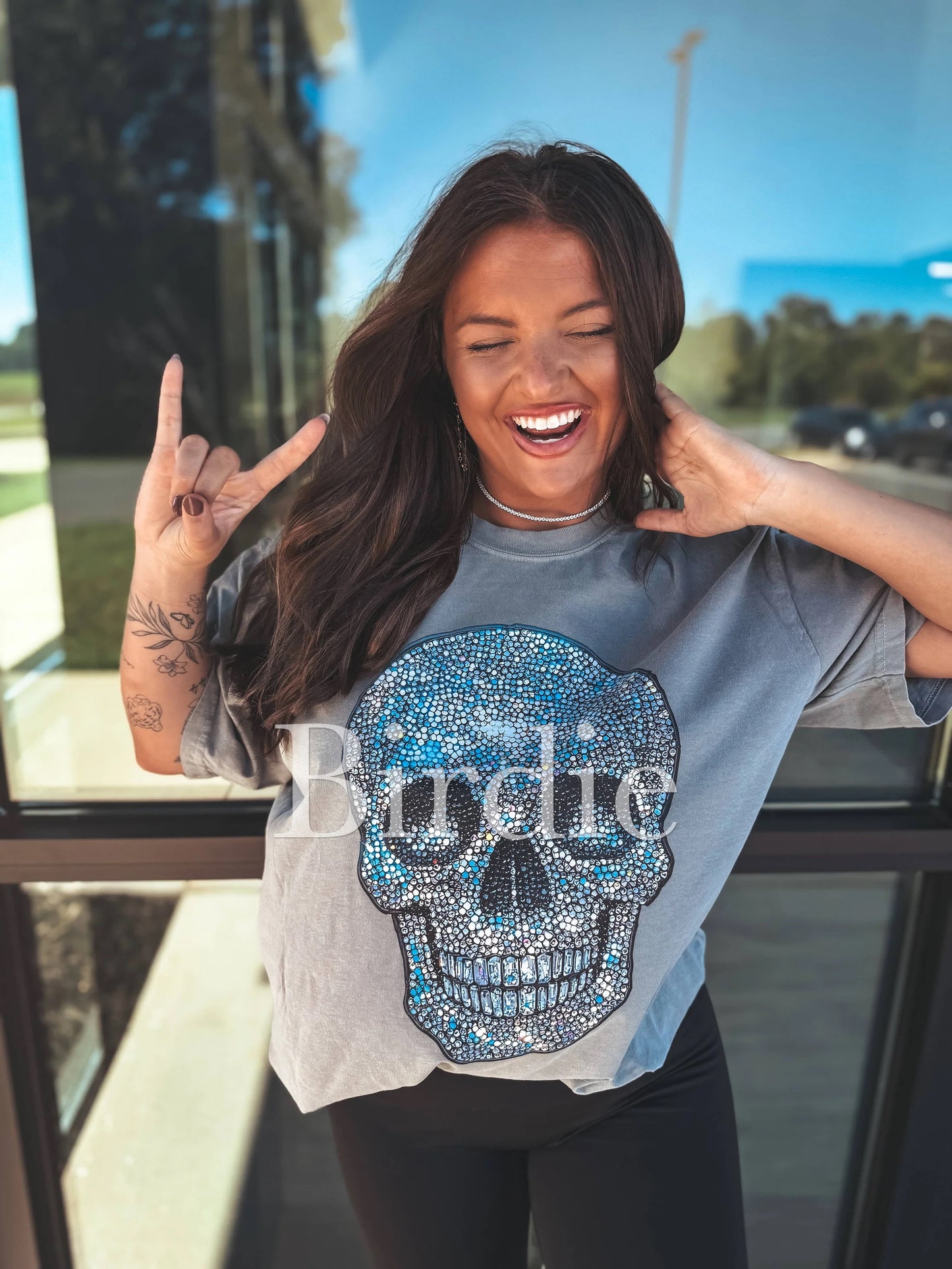 Skull Faux Rhinestone Graphic Tee