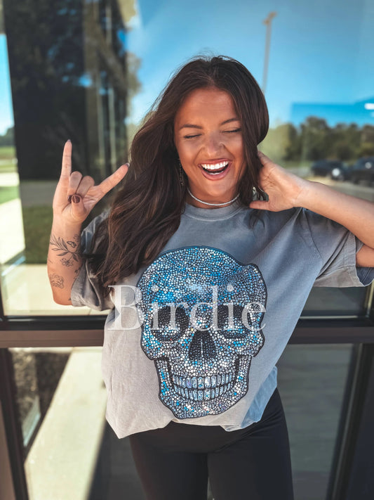 Skull Faux Rhinestone Graphic Tee
