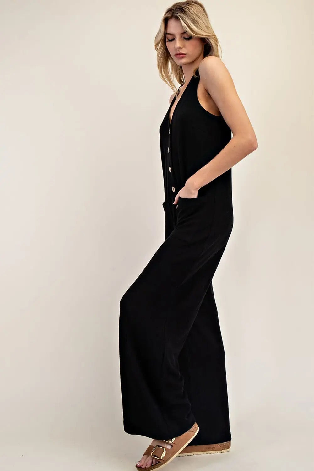 Black Button Down Jumpsuit