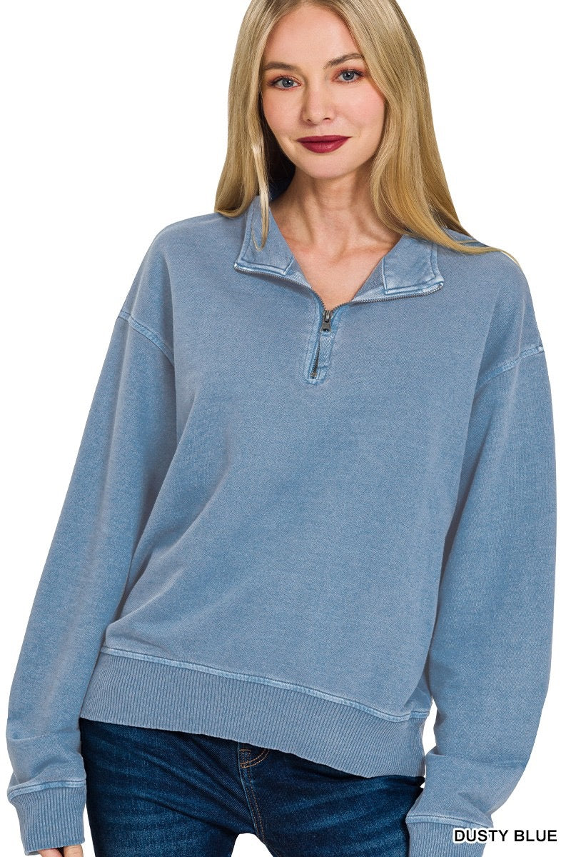 Pigment Wash Half Zip Sweatshirt