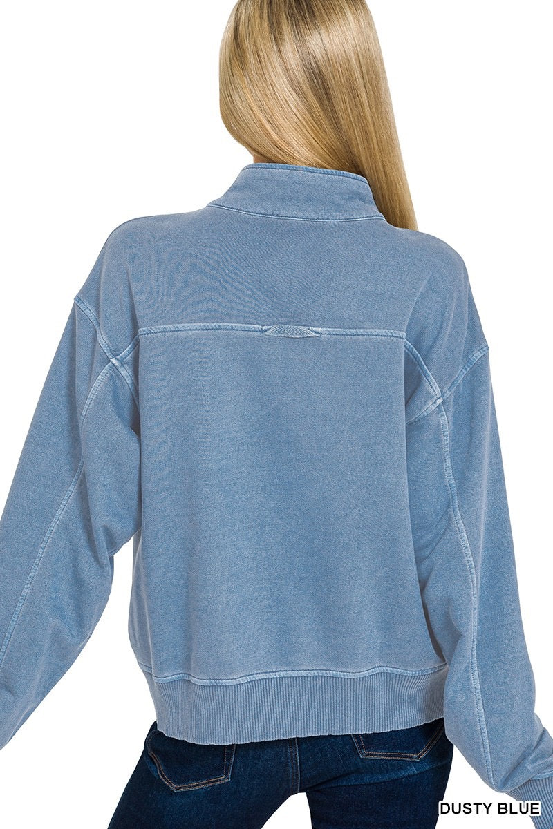 Pigment Wash Half Zip Sweatshirt