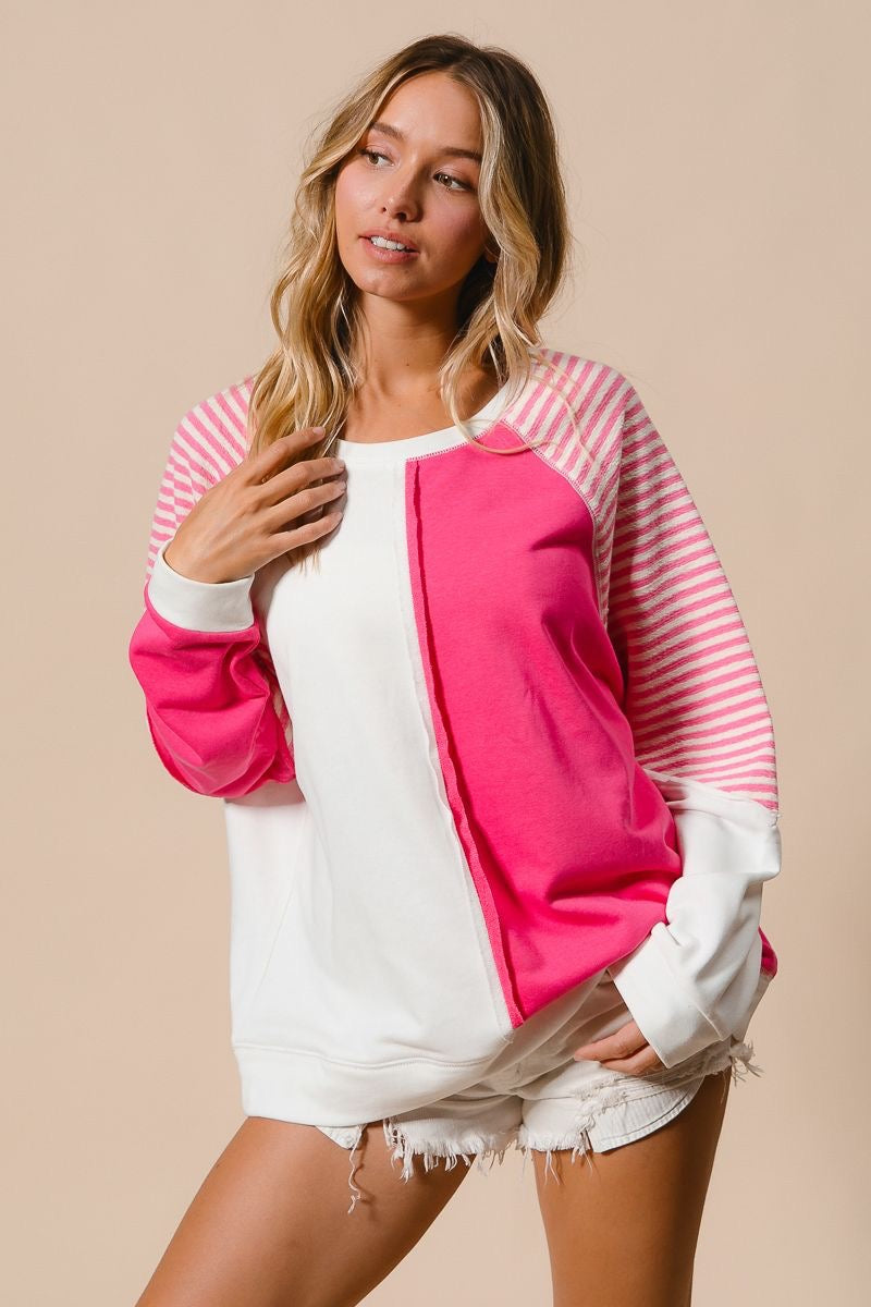 Pink Mix Color blocked Sweatshirt