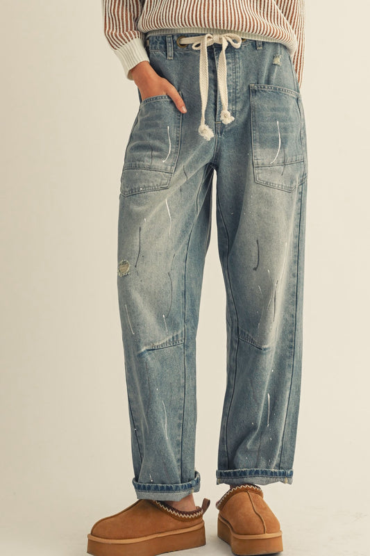 Dreamy Denim Blue Rope Tie Pants