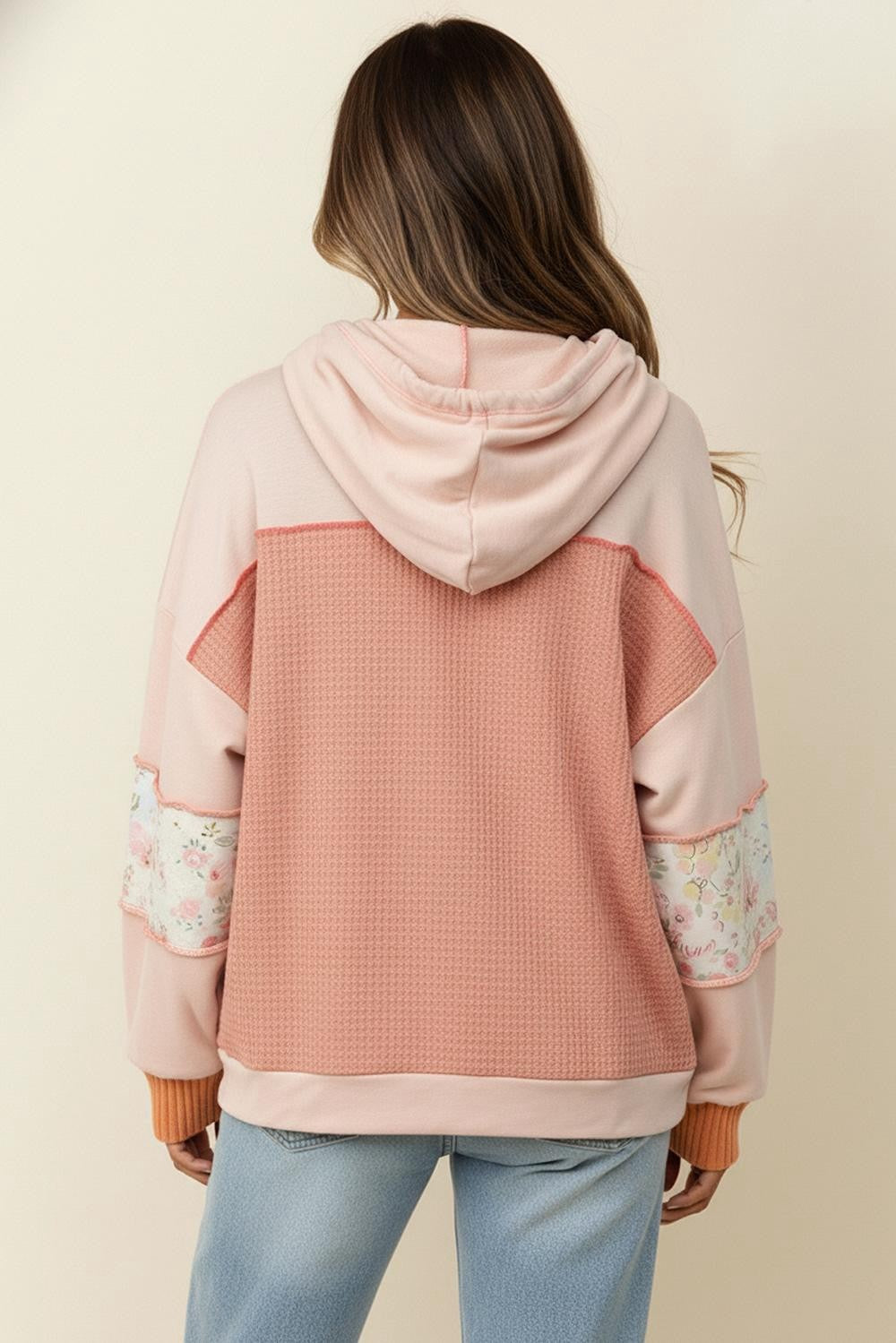 Floral Waffle Hooded Top