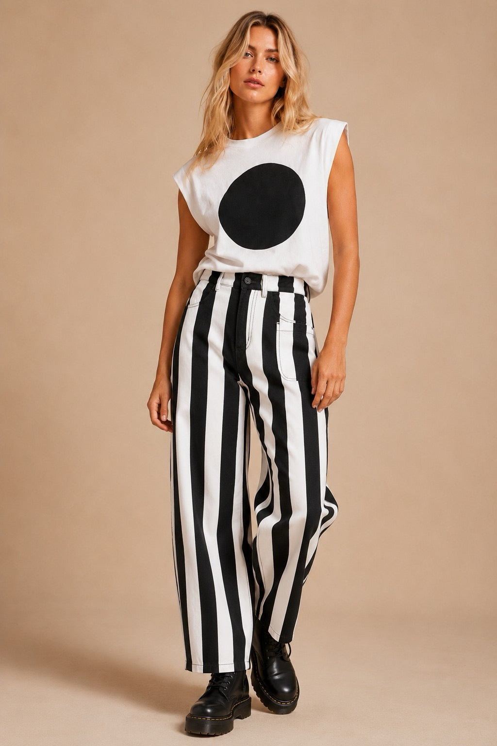 Bold Stripe Barrel Denim