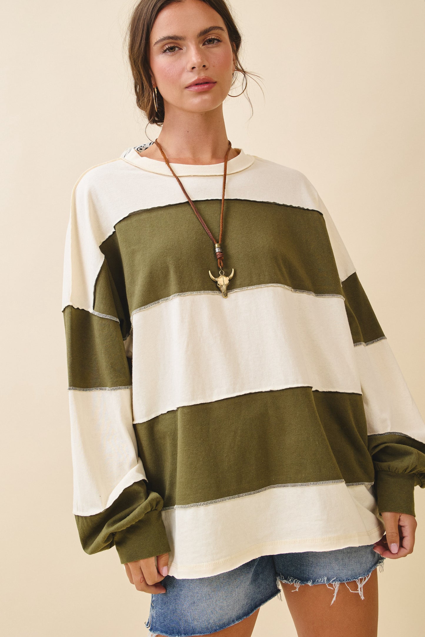 Stripe Long Sleeve Pullover Top