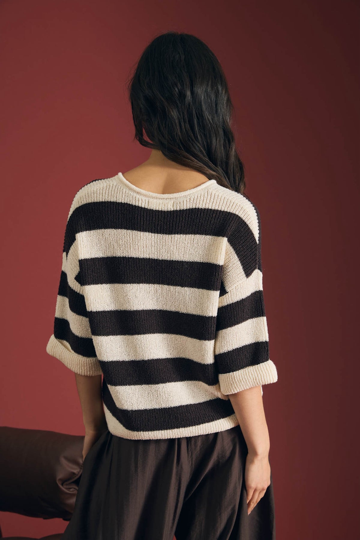 Brown Wide Stripe Sweater