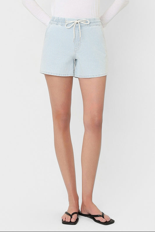 Striped Waist Tie Shorts
