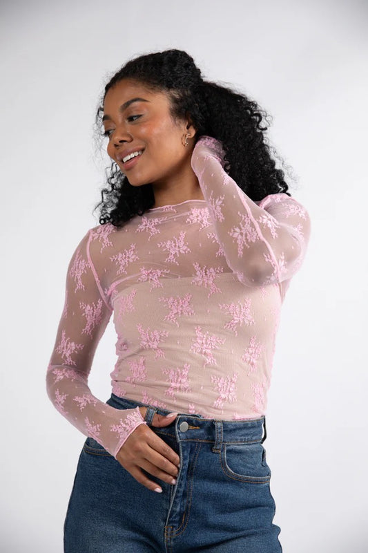 Blush Long Sleeve Layering Top