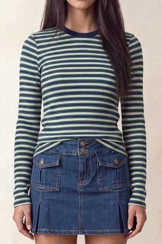 Stripe Long Sleeve Tops