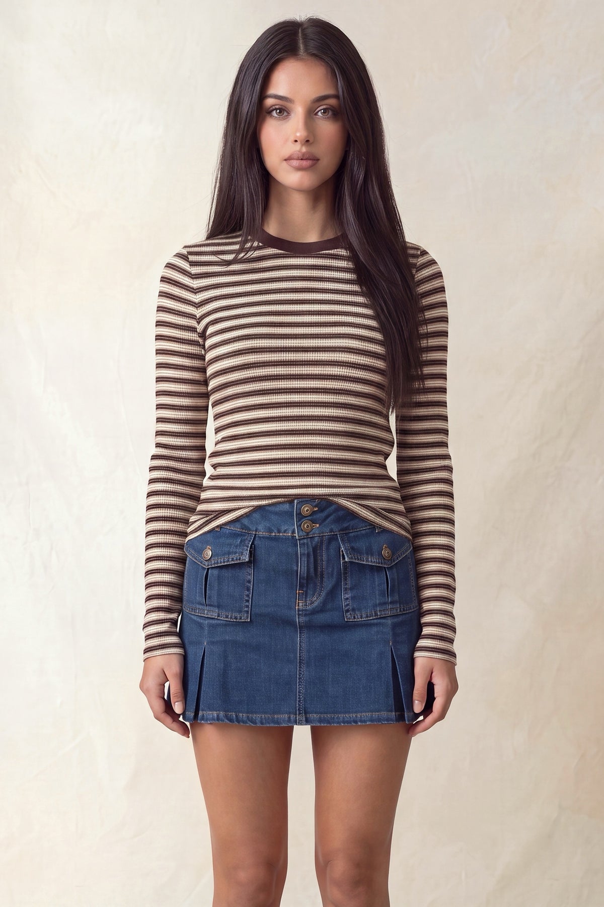 Stripe Long Sleeve Tops