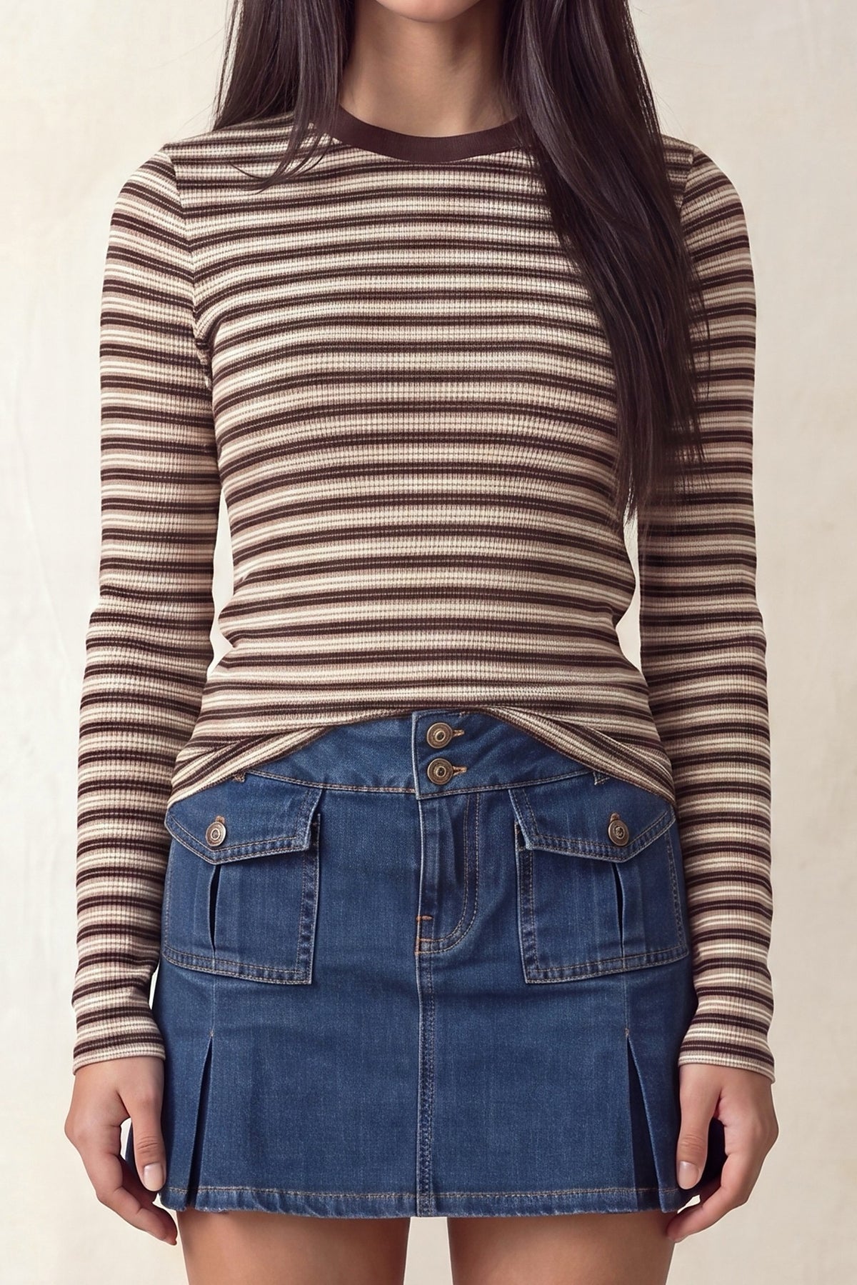 Stripe Long Sleeve Tops