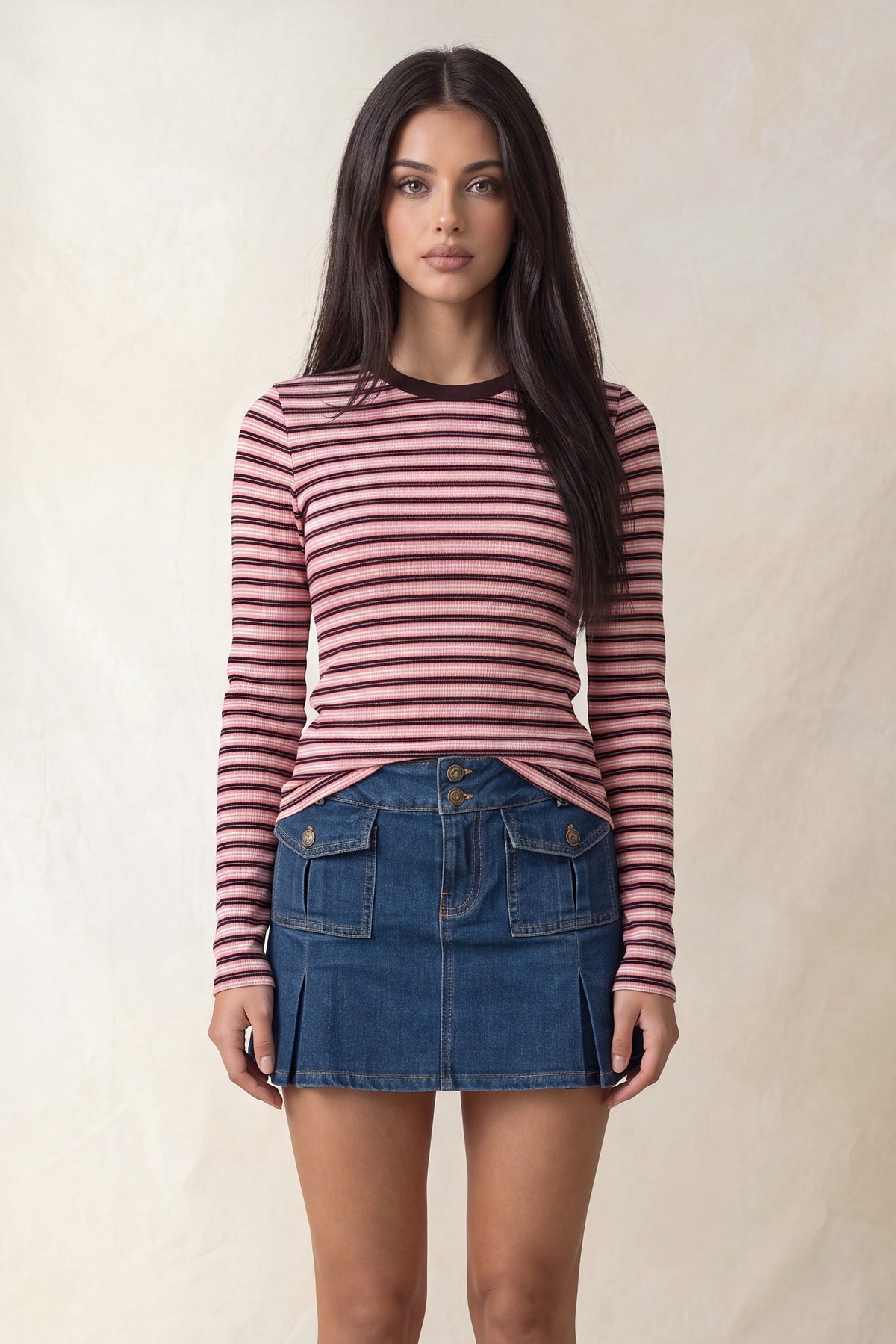 Stripe Long Sleeve Tops