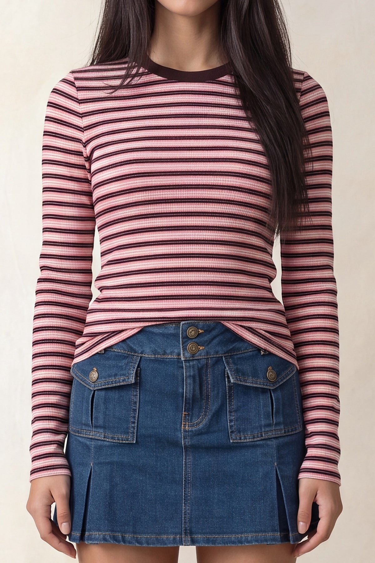 Stripe Long Sleeve Tops