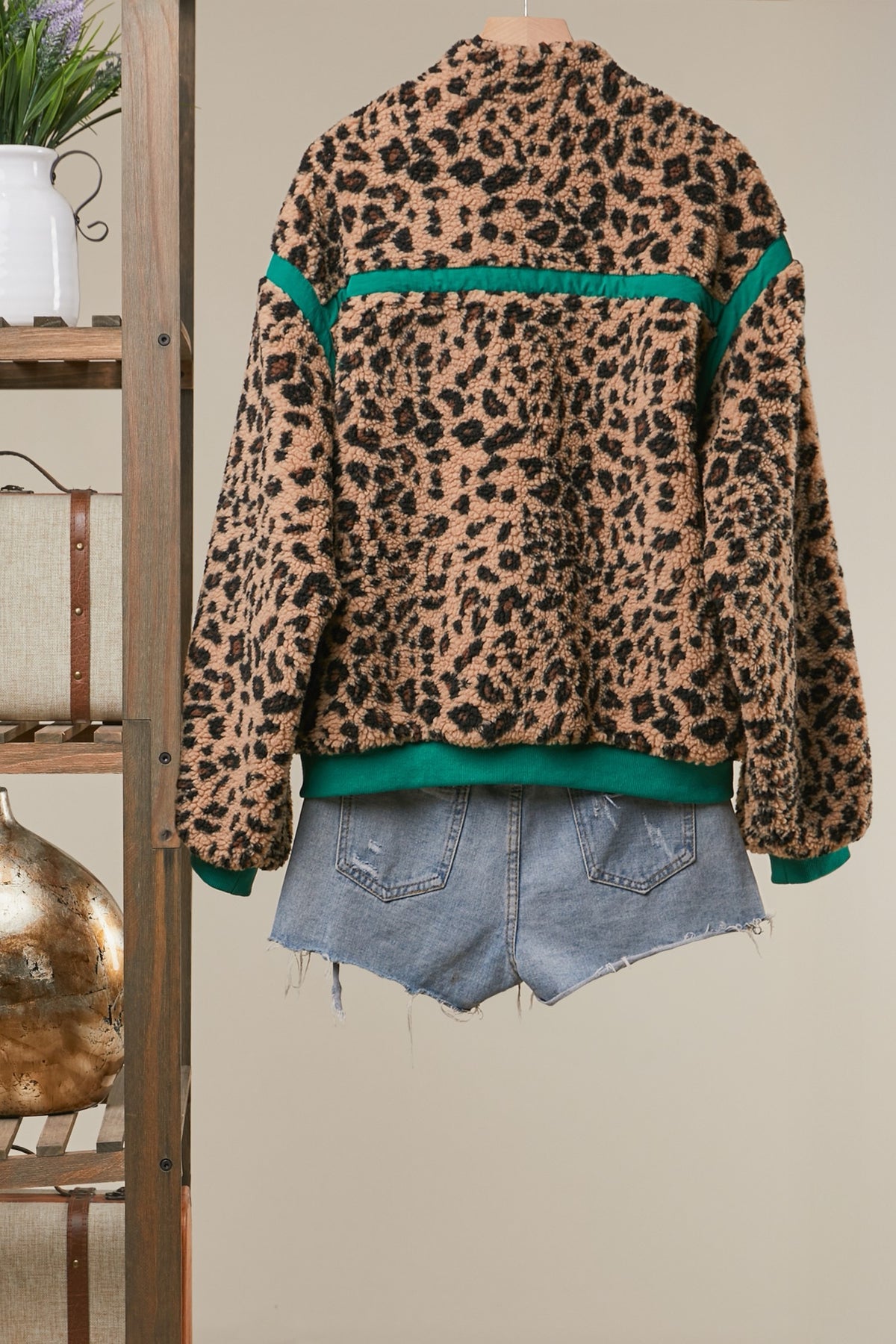 Emerald Leopard Fleece Jacket