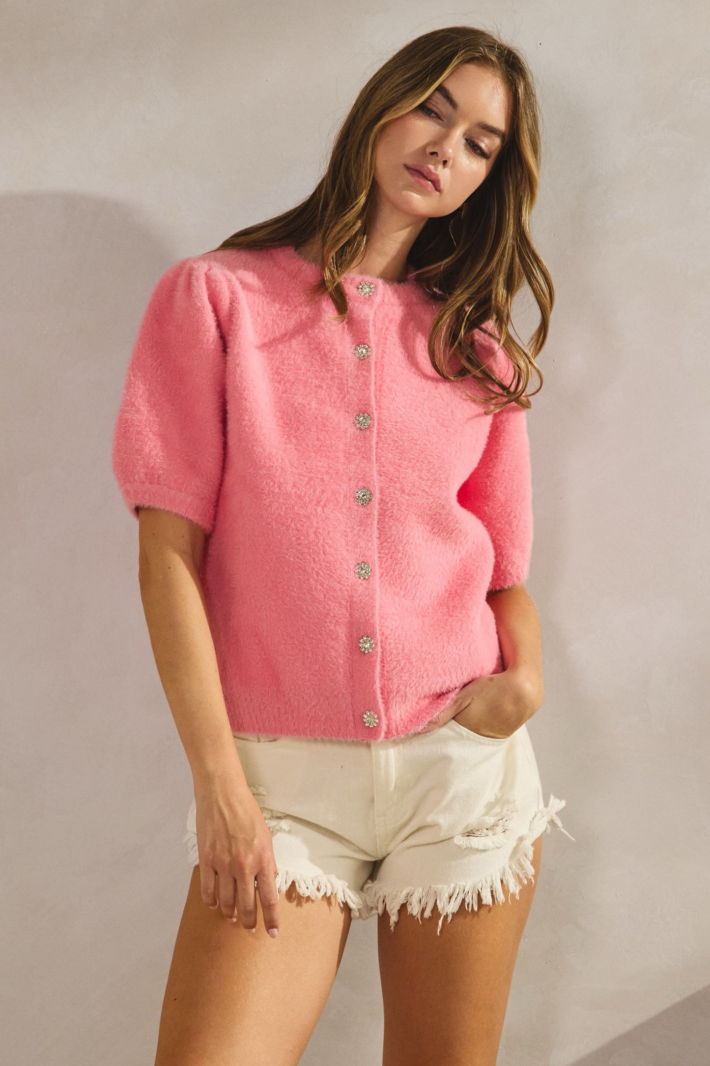 Bubblegum Luxe Cardigan Top-final