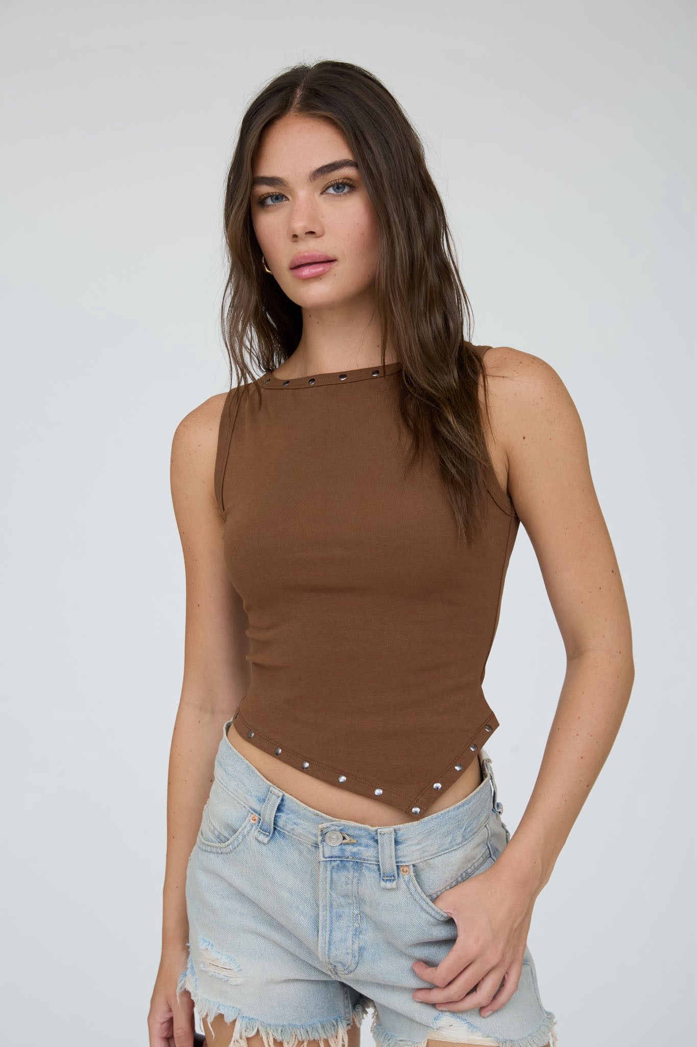 Asymmetrical Studded Tank Top ￼