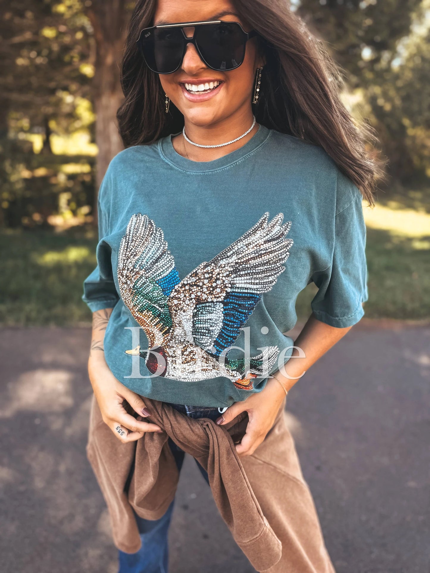 Duck Faux Rhinestone Graphic Tee