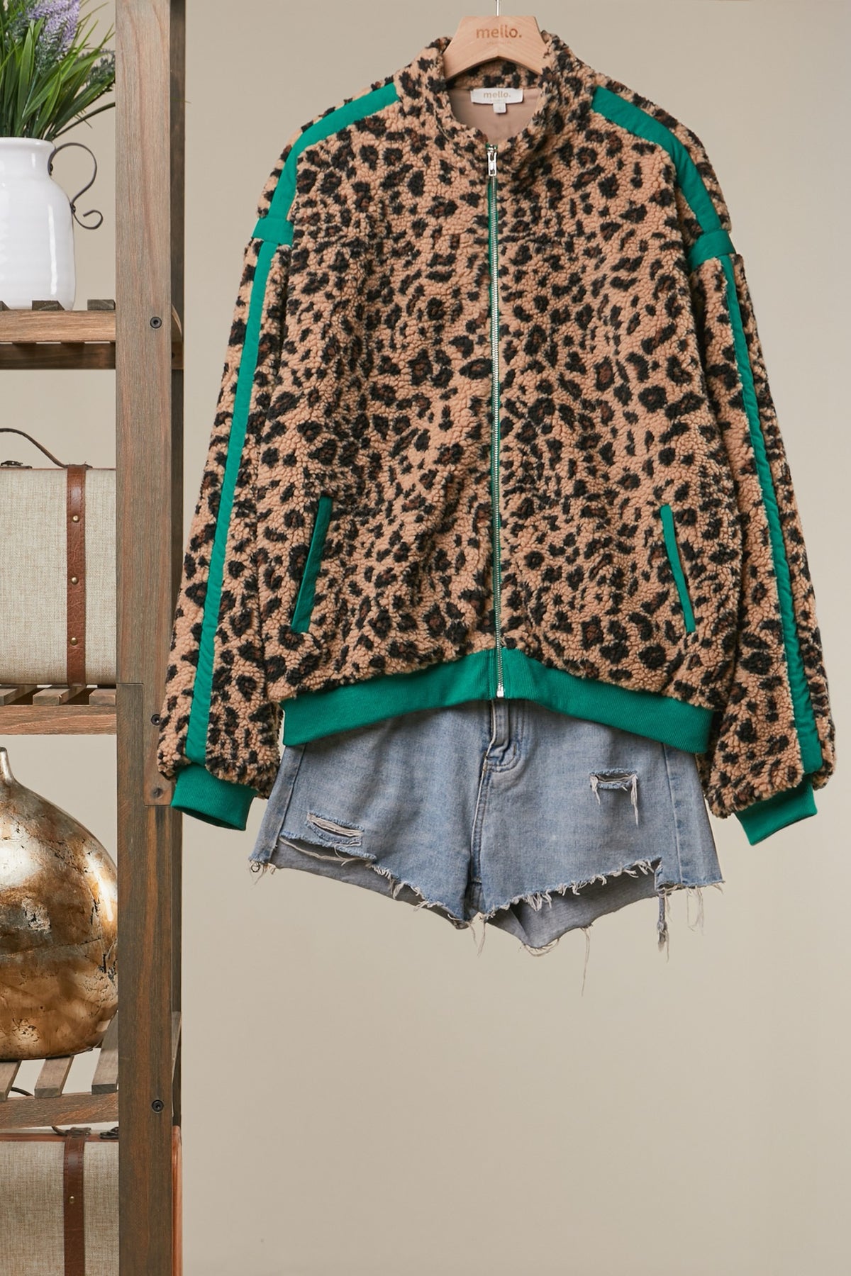 Emerald Leopard Fleece Jacket