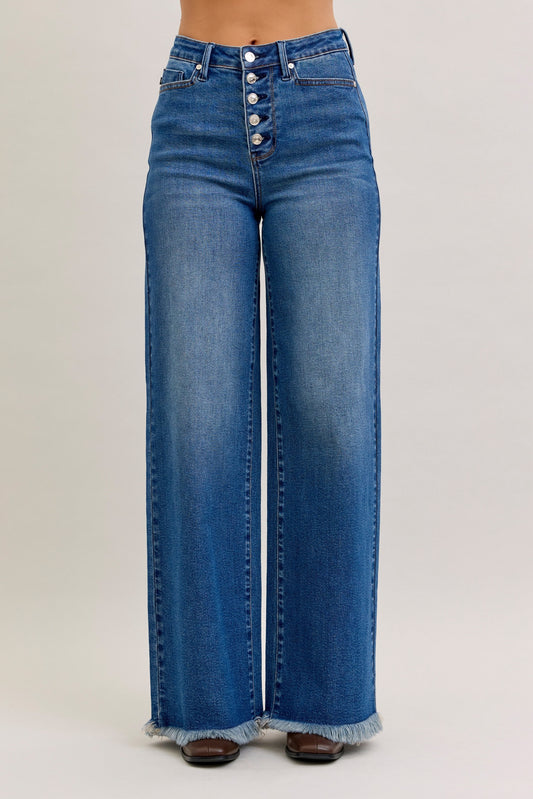 Judy Blue Buttonfly Wide Leg Denim
