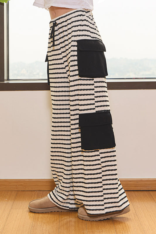 Cargo Striped Wide Leg Pants
