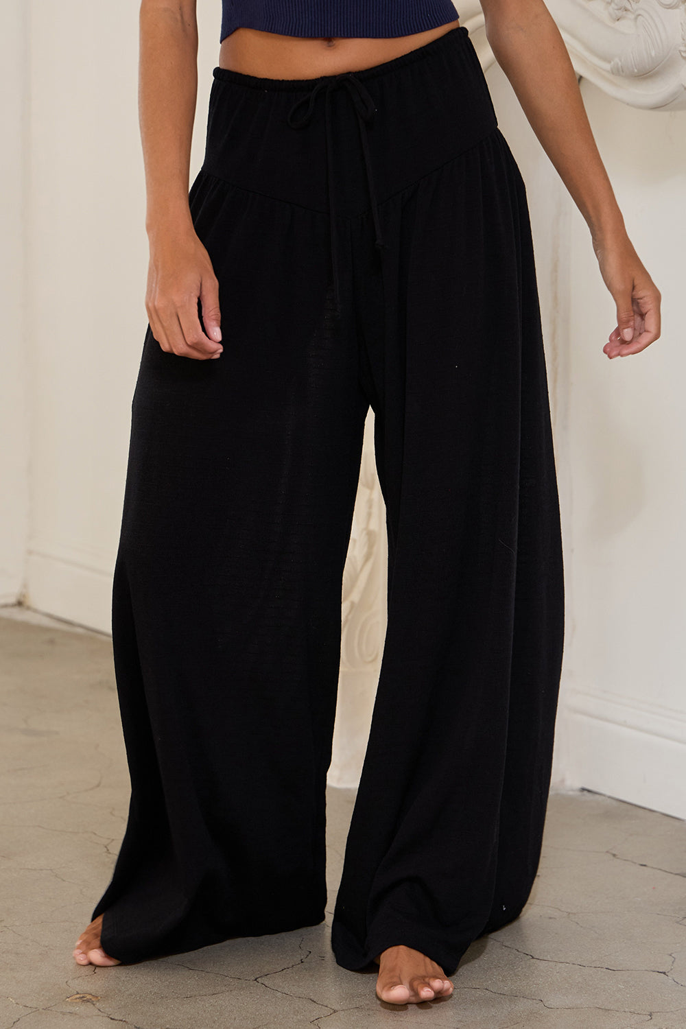 Draped Wide Leg Pants