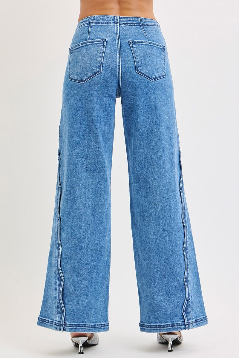 Scalloped Wide Denim Jeans